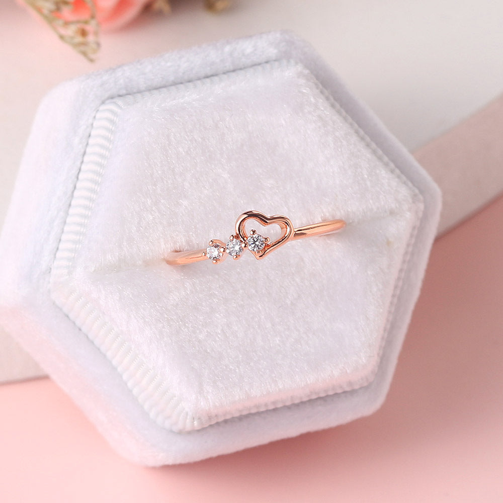 Anillos De Cobre Chapado En Oro Pequeños Corazones De Diamantes al por mayor
